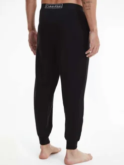Jogging de pyjama noir avec chevilles ressérrées et taille élastiquée