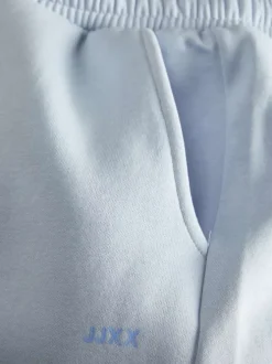 Jogging en coton mélangé bleu ciel uni à coupe slim fit et à taille élastiquée