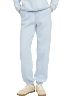 Jogging en coton mélangé bleu ciel uni à coupe slim fit et à taille élastiquée