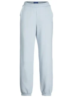 Jogging en coton mélangé bleu ciel uni à coupe slim fit et à taille élastiquée