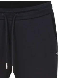 Jogging en coton mélangé marine uni à coupe slim et taille élastiquée