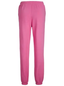 Jogging en coton mélangé rose uni avec une coupe slim fit et à taille élastiquée