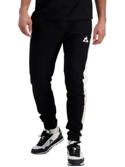 Jogging en coton noir uni avec une coupe slim et bandes blanches