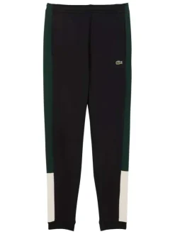 Jogging en coton noir uni à coupe slim avec une bande sur les côtés