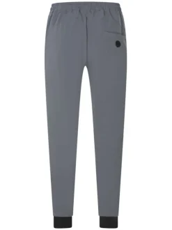 Jogging gris uni à coupe slim avec multiples poches et broderie noire