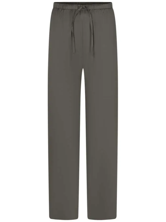 Jogging kaki uni avec une coupe droite et deux poches latérales