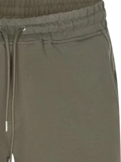 Jogging kaki uni avec une coupe droite et une taille élastiquée