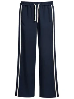 Jogging Katie marine uni avec une coupe droite et une taille élastiquée
