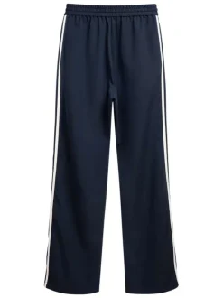Jogging Katie marine uni avec une coupe droite et une taille élastiquée