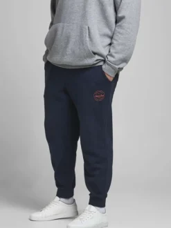 Jogging marine pour homme avec logo en coton coupe droite