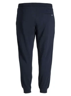 Jogging marine pour homme avec logo en coton coupe droite