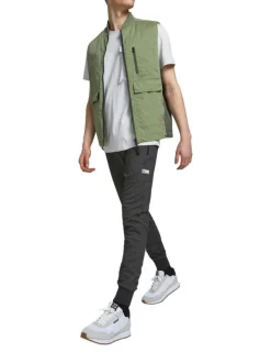 Jogging Will Sweat Pant anthracite uni avec une coupe slim et un lien de serrage