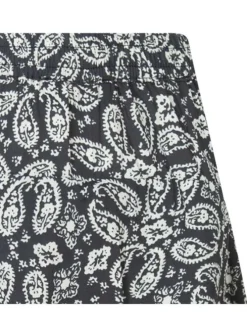Jupe courte marine à motif cachemire blanc avec coupe évasée et taille haute