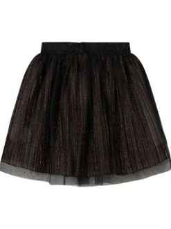 Jupe courte noire pailletée en tulle à coupe plissée et à taille élastiquée