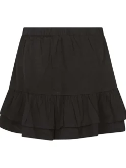 Jupe courte noire unie avec une coupe droite et une taille élastiquée