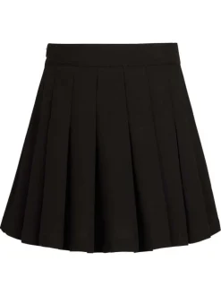 Jupe courte tennis noire unie plissée à coupe évasée fermée par un zip
