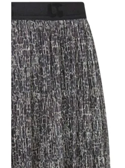 Jupe longue argentée à motif animalier, coupe fluide et tissu plissé avec lurex