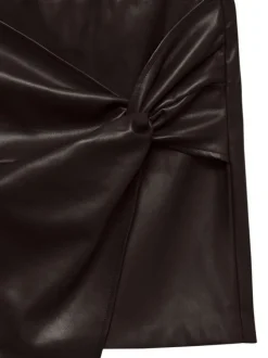 Jupe courte chocolat avec fermeture à glissière et effet drapé