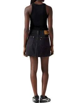 Jupe courte en coton anthracite unie pourvue de multiples poches