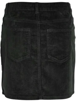 Jupe courte en coton noire en velours côtelé à coupe droite et à taille mi-haute