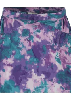 Jupe courte en coton violet tachetée avec une coupe évasée et 2 poches latérales