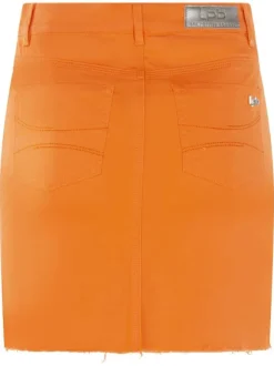 Jupe courte Ivette en coton orange unie avec des poches et nom iconique