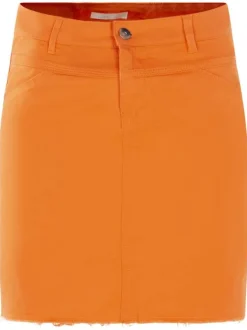 Jupe courte Ivette en coton orange unie avec des poches et nom iconique