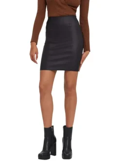 Jupe courte noire enduit avec une coupe près du corps et une taille haute