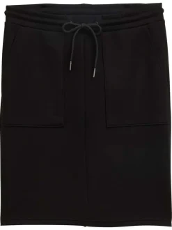Jupe courte noire unie avec des poches et cordon de serrage