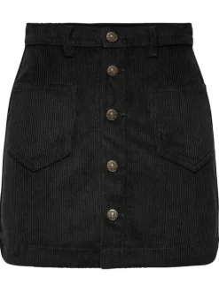 Jupe courte noire unie avec plusieurs poches et une coupe droite