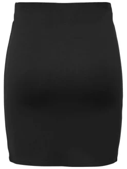 Jupe courte noire unie avec une coupe moulante et une taille élastiquée