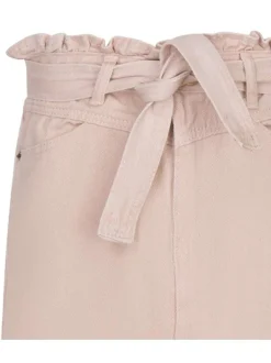 Jupe courte rose en jean coupe droite avec 4 poches
