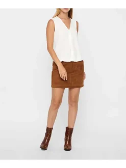 Jupe DONNA caramel unie coupe regular