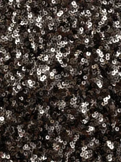 Jupe longue anthracite avec sequins all-over à coupe droite et zip