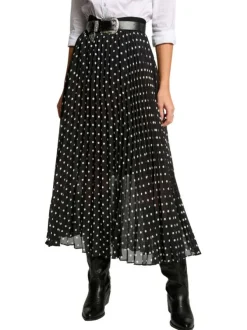 Jupe longue multicolore à pois blancs et taille élastiquée en voile