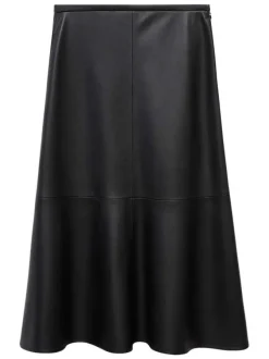 Jupe longue noire en simili cuir pourvue d'une fermeture zippée