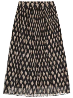 Jupe longue noir et taupe avec un imprimé de losanges abstraits