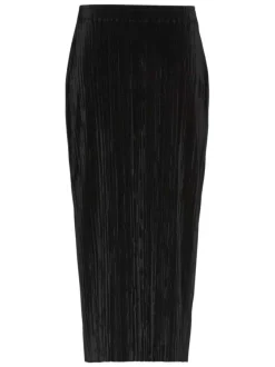 Jupe longue noire unie avec une coupe ajustée et une taille élastiquée