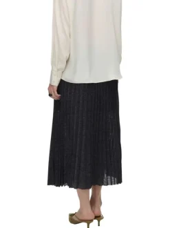 Jupe longue noire unie incrustée de fils lurex avec une taille élastiquée