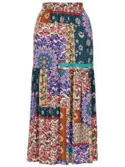 Jupe longue Objmelany MW Short Denim Skirt 137 multicolore avec des imprimés