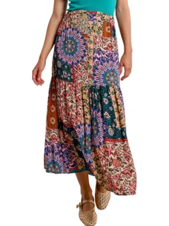 Jupe longue Objmelany MW Short Denim Skirt 137 multicolore avec des imprimés