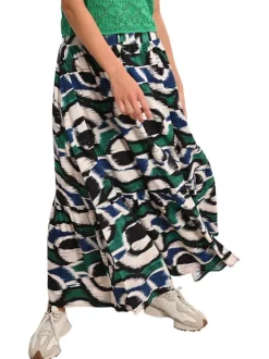 Jupe longue Objsava Melaney Mw Straight Jeans 137 multicolore avec des imprimés