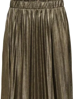 Jupe longue or unie avec une coupe droite et une taille élastiquée