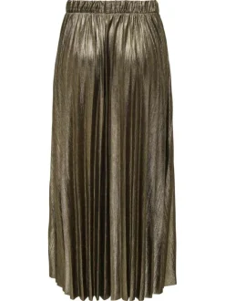 Jupe longue or unie avec une coupe droite et une taille élastiquée