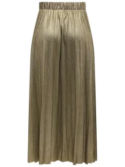 Jupe longue or unie avec une coupe droite et une taille élastiquée