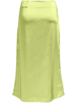 Jupe longue verte unie avec un effet satiné et une coupe longue