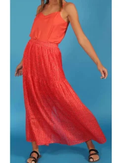 Jupe à motifs abstraits pour femme corail coupe évasée GRAPHIC