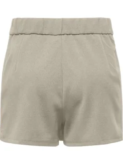 Jupe-short beige unie pourvue d'une coupe droite et d'une taille élastiquée