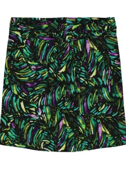 Jupe-short verte avec un imprimé tropical abstrait et une coupe droite