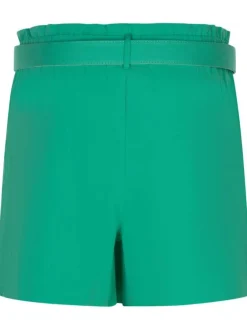Jupe-short vert en coton unie coupe droite
